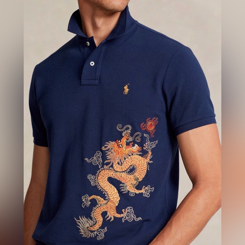 Polo Ralph Lauren Mens Custom Slim Fit Lunar New Year Embroidered Polo Shirt